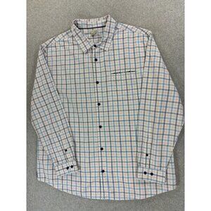 Carbon2Cobalt Plaid 100% Cotton‎ Long Sleeve Button Down Shirt (Men's XL) White